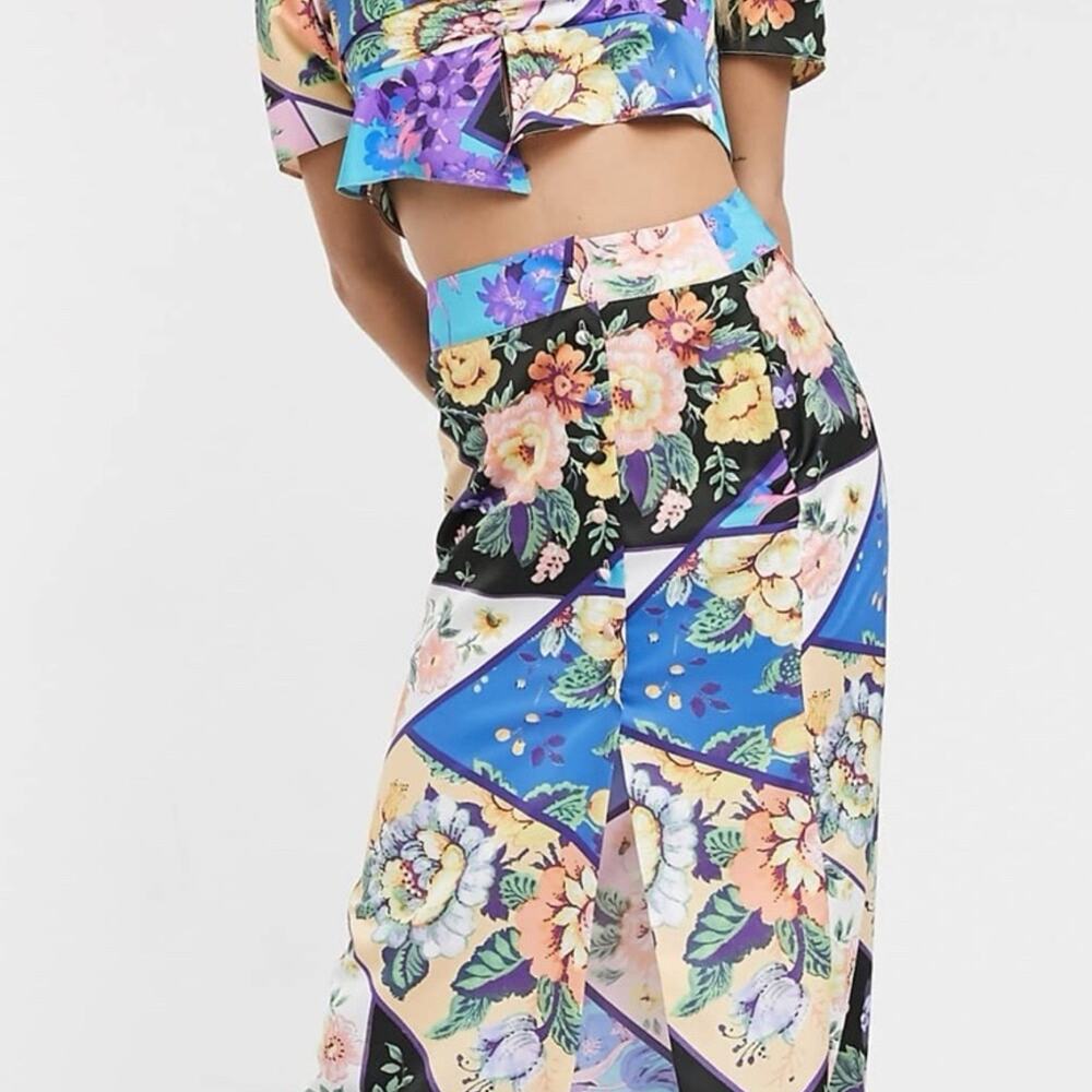 ASOS Floral Reclaimed Vintage Midi Skirt with Slit NWOT